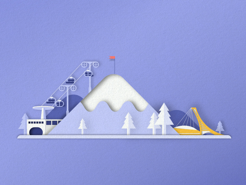 Mont_Saint-Bruno landscape stadium papercut winter chairlift tree montreal ski resort mountains