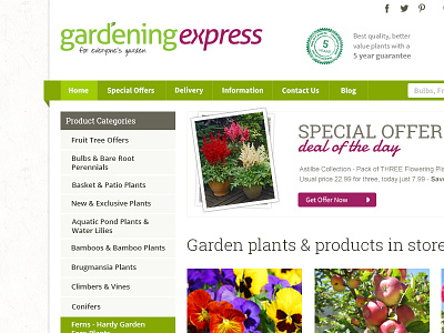 Garden Express Home Page ecommerce online shop