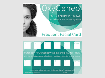 OxyGeneo Frequent Facial Card adobe photoshop card design facial frequent buyer card graphic medical spa