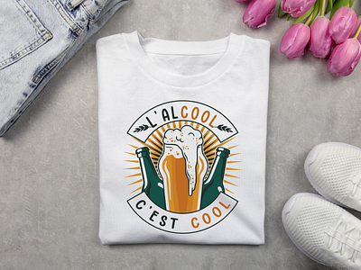 t-shirt humour bière , l alcool c est cool ,cadeau drôle alcool humour