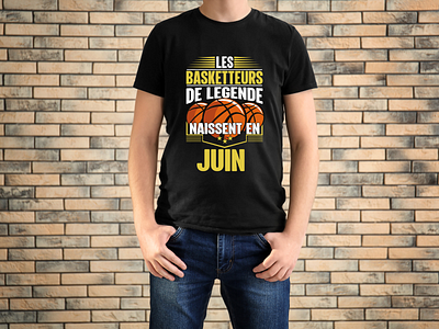 t-shirt homme les meilleures sont nés en juin BASKETTEURS anniversaire cadeau anniversaire graphic design illustration joueur de basket ball logo