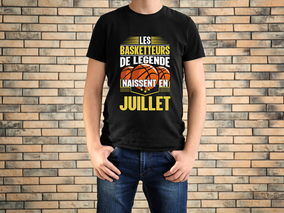 t-shirt homme les meilleures sont nés en juillet BASKETTEUR anniversaire cadeau anniversaire graphic design illustration joueur de basket ball logo