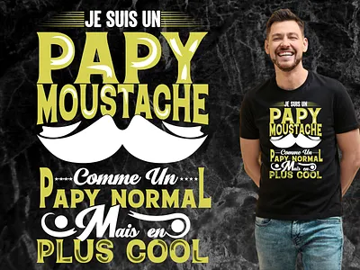 papy-stache papy avec moustache. Cadeau fête papi anniversaire cadeau anniversaire graphic design illustration logo papystache