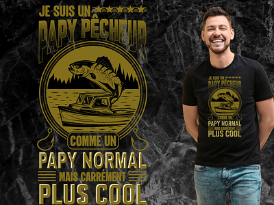 je suis un papy pêcheur / humour papy pêche anniversaire cadeau anniversaire graphic design illustration logo meilleur