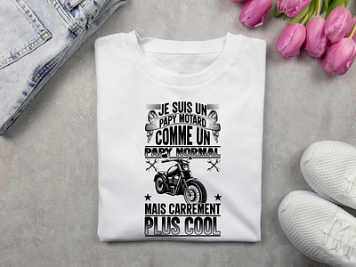 Papy motard moto - Papy cool cadeau anniversaire cadeau anniversaire graphic design illustration logo papystache