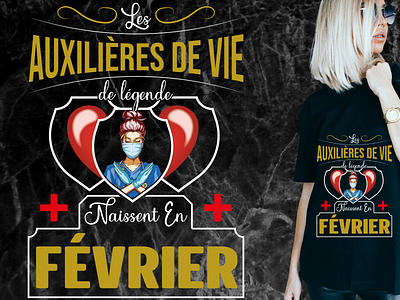 auxiliaire de vie naissent en février anniversaire cadeau anniversaire graphic design humoristique illustration logo