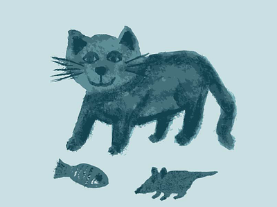 Green Cat & Friends cat childrens illustration digital illustration illustration kids vector illustrations watercolor watercolour