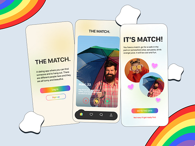 THE MATCH app dating design love rainbow ui ux