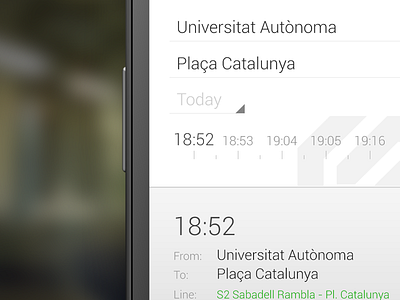 Sneak Peak To The Upcoming Android App android app application barca barcelona bcn clean gray gui light schedule simple timetable train ui white