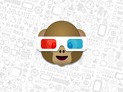 S3D Monkey Emoji 3d 3d glasses anaglyph emoji glasses icon icons monkey s3d stereo stereoscopic stereoscopic 3d