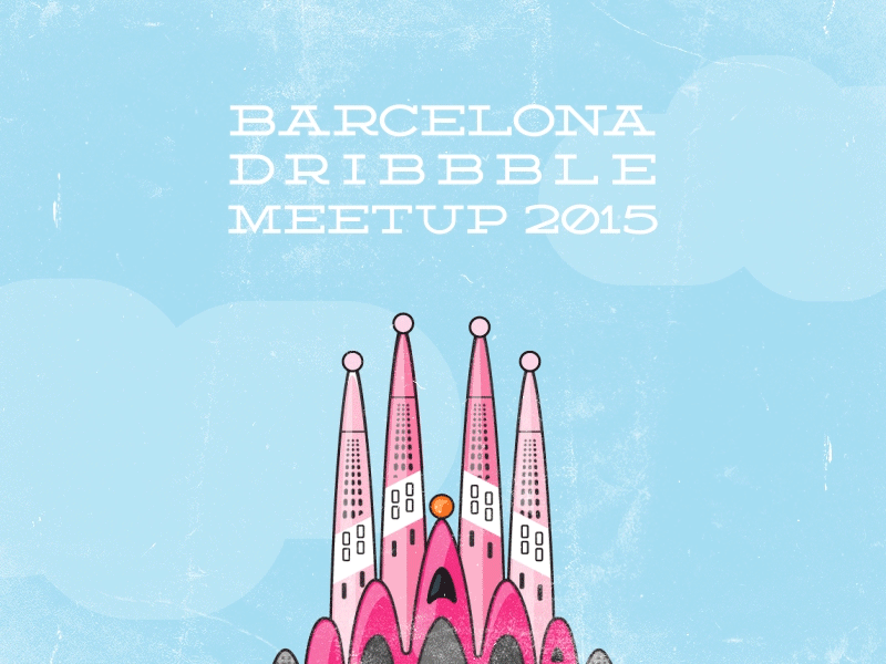 Barcelona Dribbble Meetup Animated Poster barcelona dribbble meetup event social blue pink clouds animation