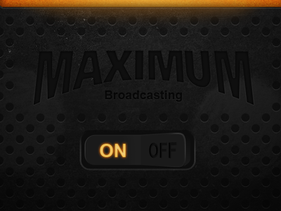 On/Off switch with the logo above black gui design ios iphone metal perforated rock ui ux