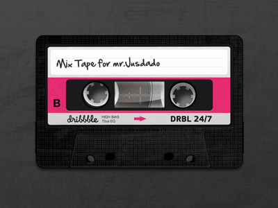 Mix Tape For Mr.Jusdado audio black boombox cassette dribbble grunge music old pink plastic tape