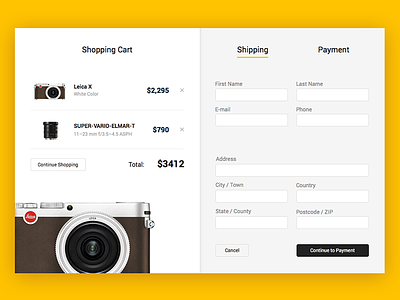 Checkout Screen cart checkout ecommerce payment shipping shopping ui