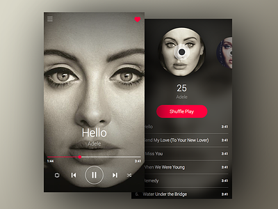 Music Player Concept adele clean minimal music app music player ui