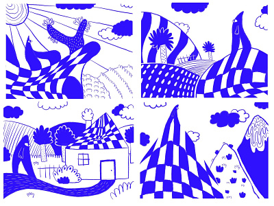 Blue in a mop art bleu draw drawing graphic design illustrations landscape procreate