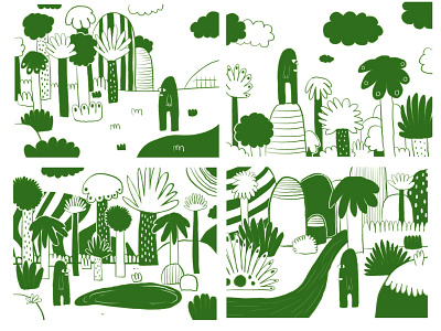 Roro in the jungle art child design draw drawing green illustration illustrations landscap univers