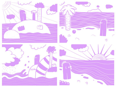 Jaja at the beach art child draw drawing illustration illustrations landscape pink