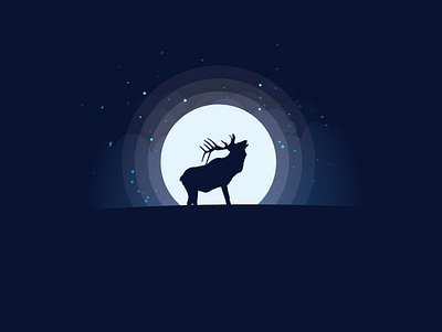 Moon and an Elk design graphic design illustration