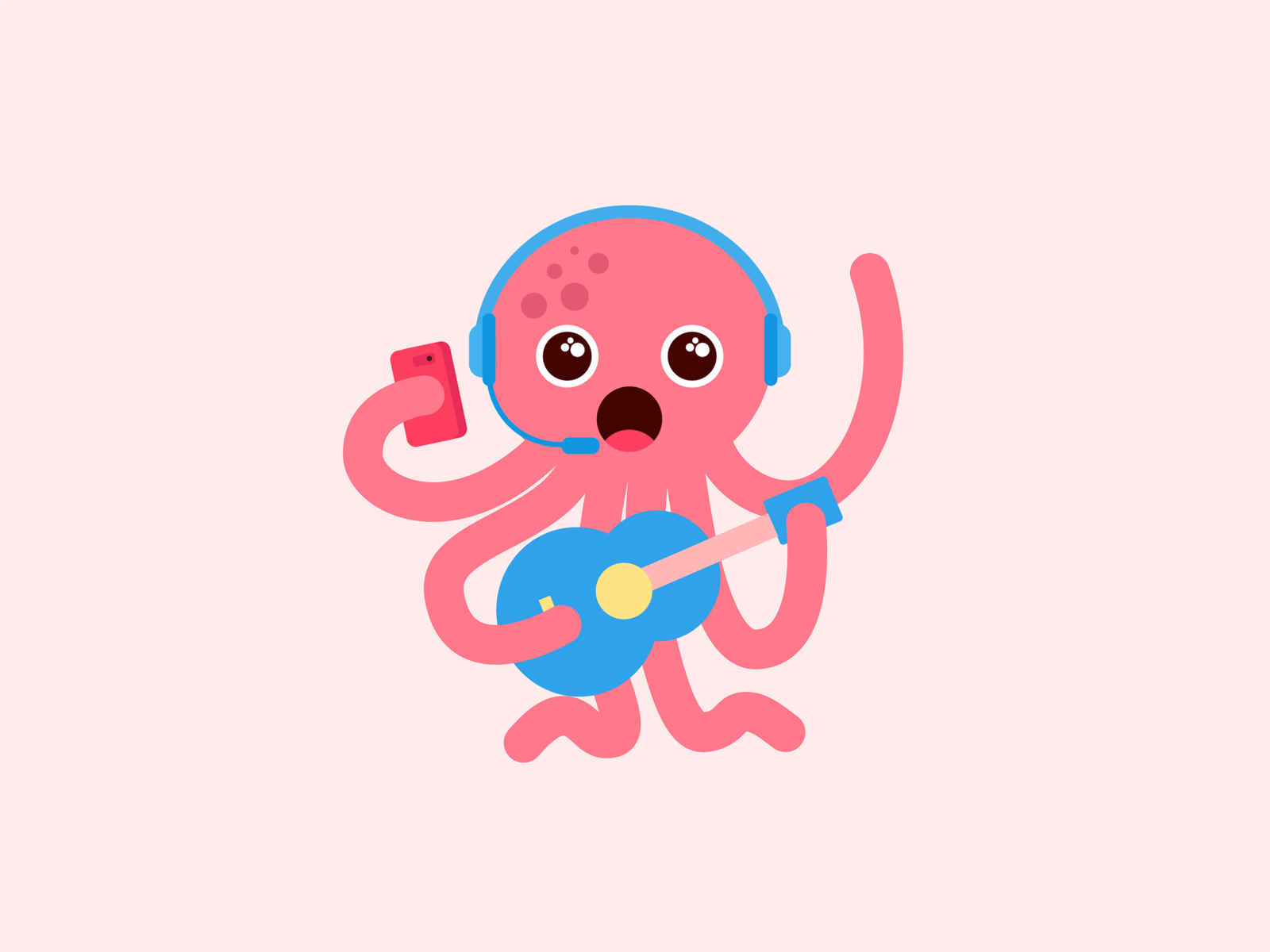 The stupid octopus is playing guitar