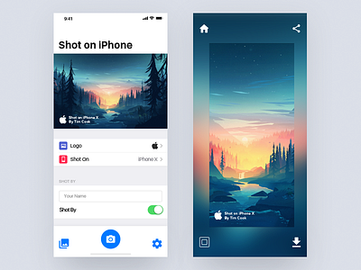 Shot On iPhone App app camera ios iphone iphone x minimal minimalistic preview shot on ui ux white