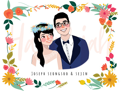 Wedding couple couple illustration flowers husband illust illustration love vector wedding wife