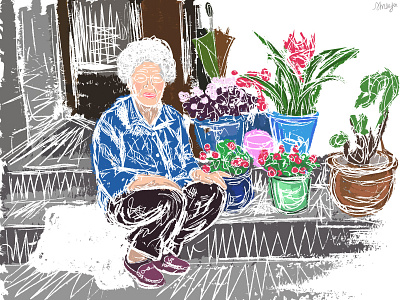 Grandma drawn with love grandma grandmother hashmarks illustrator