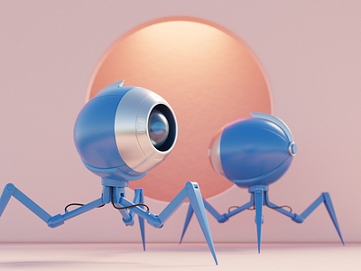 Retrobot 3d blender illustration