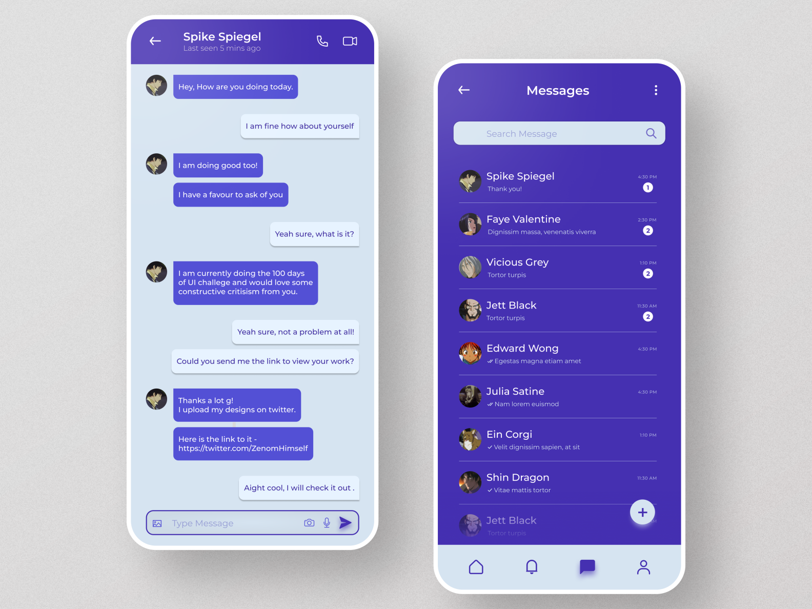 Daily UI #013- Direct Messaging by Zenom on Dribbble