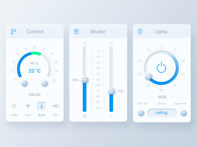 Smart Home Widgets Light app design application design minimal neomorphism product design smart home tablet ui ui design uiux ux