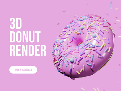 3D Donut Blender Render 3d animation blender branding design digital donut graphic design hero illustration landing page motion graphics pink render sweet ui ux web