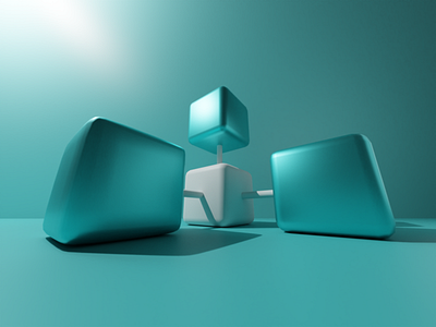 Ray Tracing 3D Render 3d 3d design blue colour cubism depth design graphic design illustration reflection render shape tone