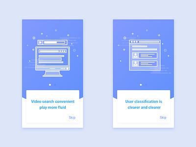 Guide pages／launch pages blue color gradient guide icon launch pages ui