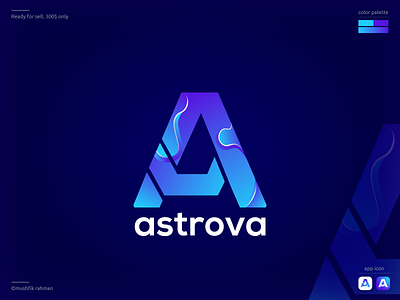 Modern Logo A mark, Astrova Logo a letter logo a logo a mark app icon branding clean design gradient illustrator logo modern logo mushfik rahman overlapping powerfull logo mark technology theme vector