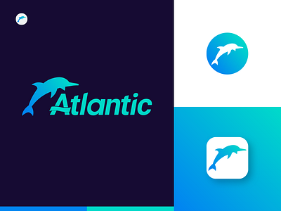 Atlantic Logo Design abstract app icon brand identity branding business logo color company corporate design digital agency e commerce gradient logo mark startup typography vector