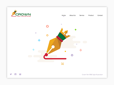 Crown Pen crown design flat icon illustration logo mbe style minimal pen