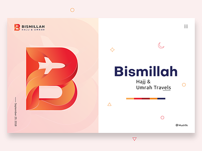 B Logo Mark Hajj & Umrah air b bismillah branding gradient hajj logo logo symble mark plane poster travel umrah