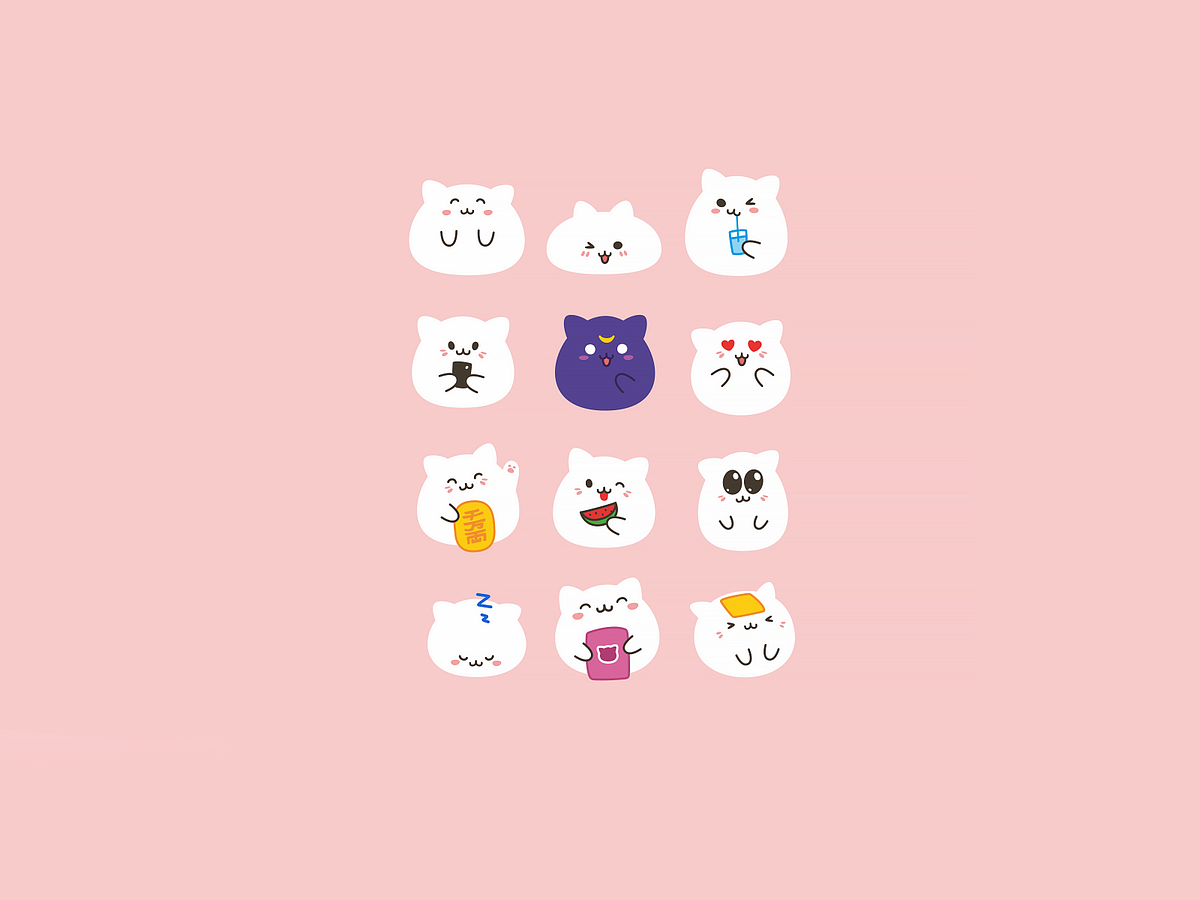 Cute kawaii emoji cats vol.1 set by Niki Ry on Dribbble