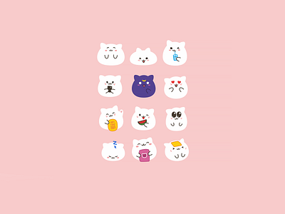 Cute kawaii emoji cats vol.1 set