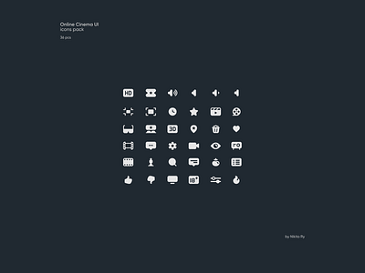 Online Cinema UI icon pack (36 pcs)