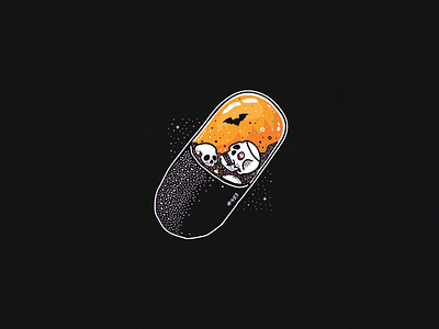 #483 Halloween pills black design dots graphic design halloween illustration orange pills skull vector white
