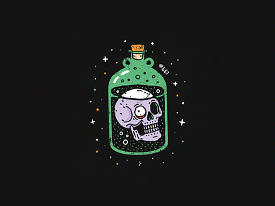 #661 Booze advice bad booze bottle drink graphic design halloween illustration pickle pickled skeleton skull vector