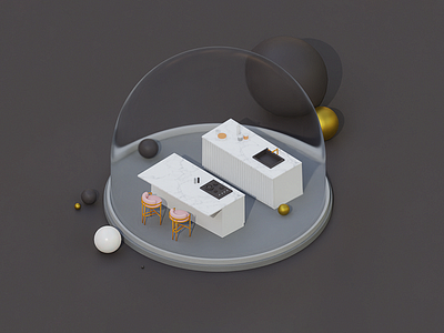 furniture & kitchen design 3d 3d blender design diorama dome furniture graphic design illustration kitchen
