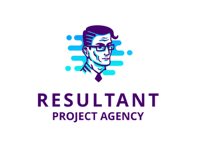 Logo for project agency "Resultant" agency face gradient logo logotype man project purple