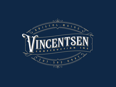 Vincentsen Construction Inc. brand branding builder construction lettering logo typography woodworking