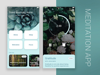 Meditation App app application design design gratitude ios meditation meditation app timer ui