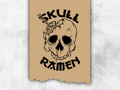 Ramen Skull black cartoon cartoon vintage design graphic design illustration logo ramen skull vintage white