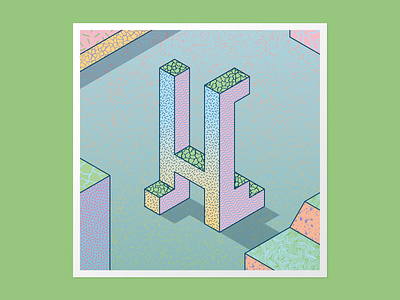 Isometric H 36 days of type 36days h 36daysoftype 3dlettering adobe illustrator illustration lettering textured type daily typography