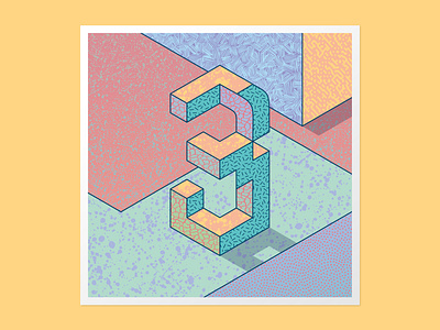 Isometric 3 36 days of type 36days 3 36daysoftype 3dlettering adobe illustrator customtype handlettering illustration lettering textures typography vector