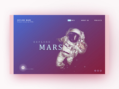 Explore mars interface landing page simple ui